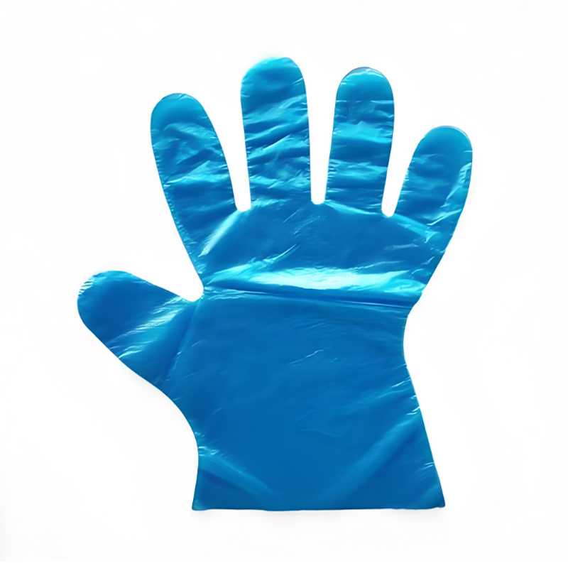 Sarung tangan LDPE Biru yang tahan anti-bakteria, asid dan alkali