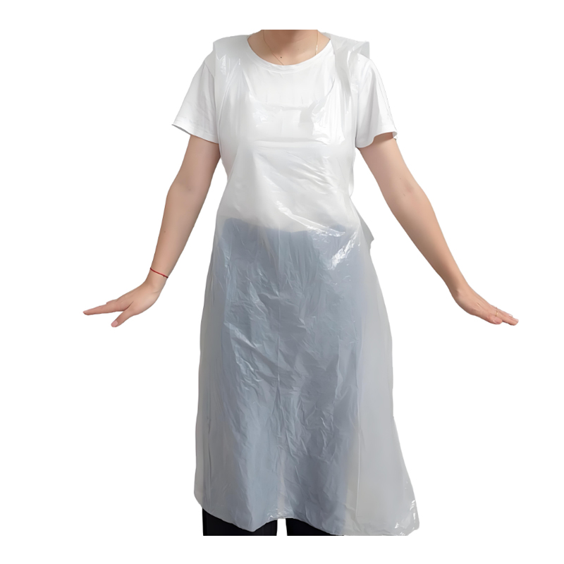 Apron PE putih berkrim