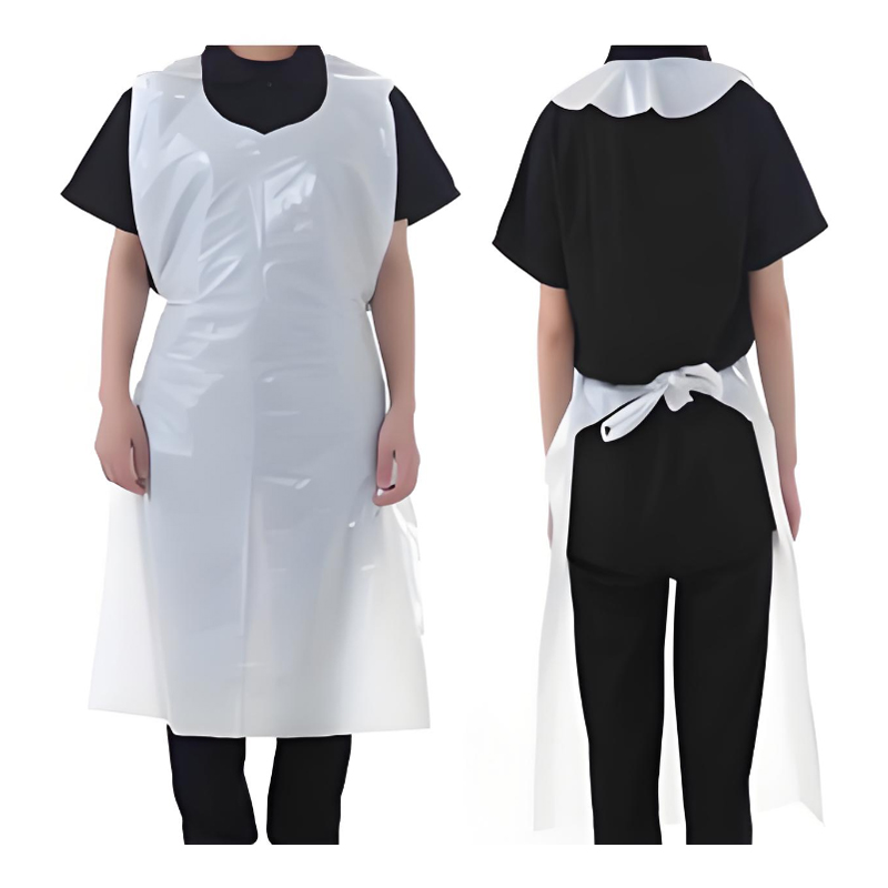Apron PE putih berkrim